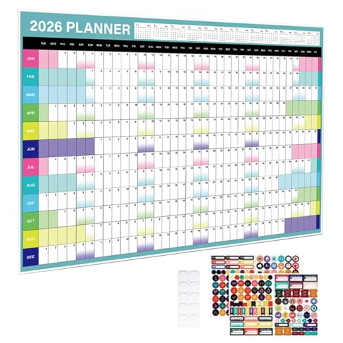 OFIFO® 2026 Wall Calendar 29"x20" Large Yearly Planner with Stickers, 12-Month Hanging Poster Calendar for Office Home Study, Daily Schedule Organizer - Image 1