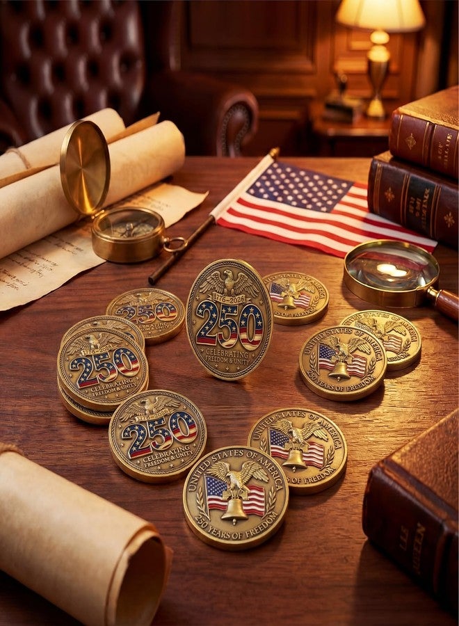 Highergo 250th Anniversary Commemorative Coins USA Eagle and Patriotic Symbols Collectible 250 Year Merchandise for Celebration Display Collectors Challenge Coin Gift(10 Pcs,Style 6) - Image 4