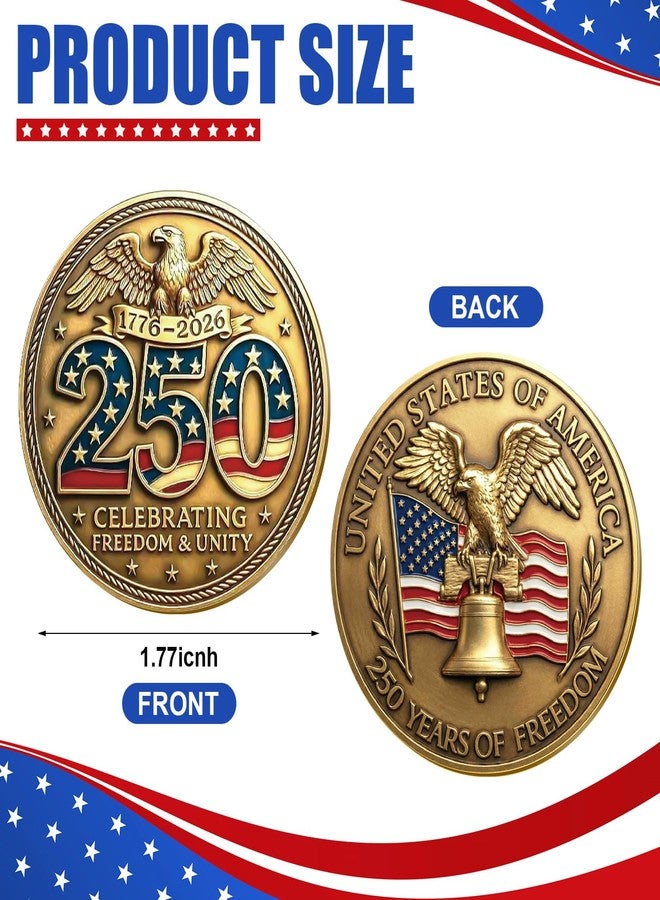 Highergo 250th Anniversary Commemorative Coins USA Eagle and Patriotic Symbols Collectible 250 Year Merchandise for Celebration Display Collectors Challenge Coin Gift(10 Pcs,Style 6) - Image 2