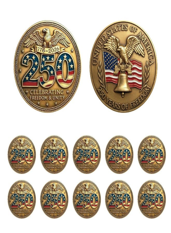 Highergo 250th Anniversary Commemorative Coins USA Eagle and Patriotic Symbols Collectible 250 Year Merchandise for Celebration Display Collectors Challenge Coin Gift(10 Pcs,Style 6) - Image 1
