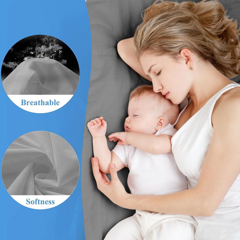 Softhour 2 Pack Full Premium Waterproof Mattress Protector  Soft Breathable Mattress Pad Cover  Noiseless Waterproof Bed Cover - Stretch to 21"" Fitted Deep Pocket Mattress Protection Cover-Dark Grey  - Image 3