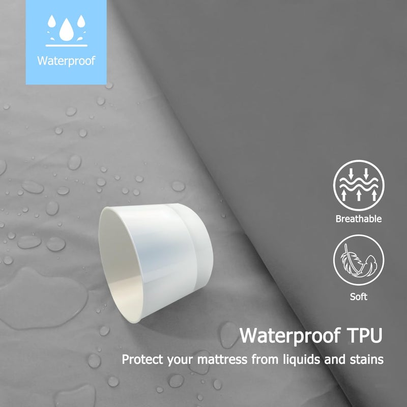 Softhour 2 Pack Full Premium Waterproof Mattress Protector  Soft Breathable Mattress Pad Cover  Noiseless Waterproof Bed Cover - Stretch to 21"" Fitted Deep Pocket Mattress Protection Cover-Dark Grey  - Image 5