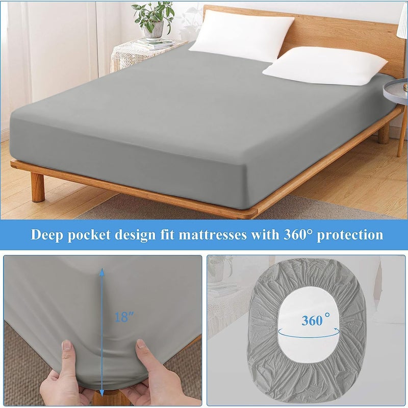 Softhour 2 Pack Full Premium Waterproof Mattress Protector  Soft Breathable Mattress Pad Cover  Noiseless Waterproof Bed Cover - Stretch to 21"" Fitted Deep Pocket Mattress Protection Cover-Dark Grey  - Image 4