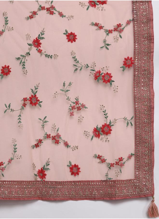 Libas Silk Straight Kurta and Solid Trouser with Embroidered Dupatta Set by Styli  - Image 4