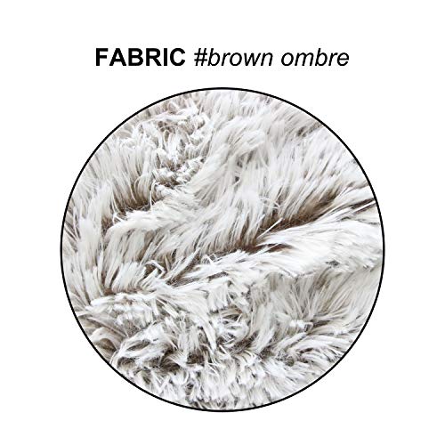 Uhomy 2 Packs Fluffy Accent Pillows Cover 18"x18", Soft Brown Ombre Artificial Fur Throw Pillow Case, Modern Luxury Decorative Square Cushion Cover for farmhouse home decor for Sofa/Bed/Chair, 45x45cm - Image 2
