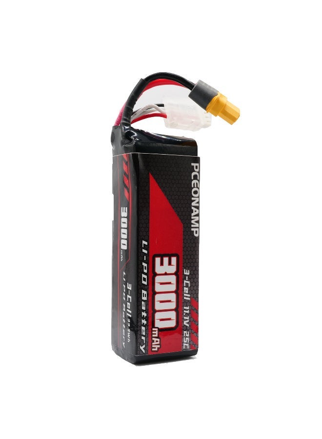 3S Lipo Battery 3000mAh 25C 11.1V with XT60 Plug RC Drone Battery Soft Case Fit for RC Car Truck Quadcopter Airplane Helicopter Boat Drone FPV