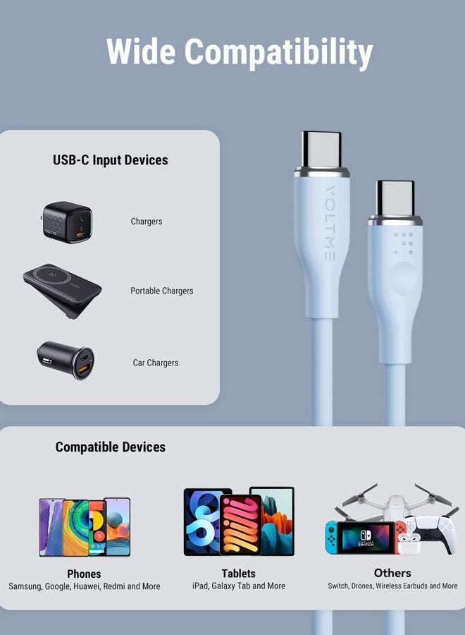 VOLTME USB C Cable, 60W USB C to USB C Cable 3.3ft, USB 2.0 Type C Charging Cable Fast Charge Cord for MacBook Pro 2020, iPad Pro 2020, iPad Air 4/5, MacBook Air 2020, Galaxy S21, Switch (Blue) - Image 4