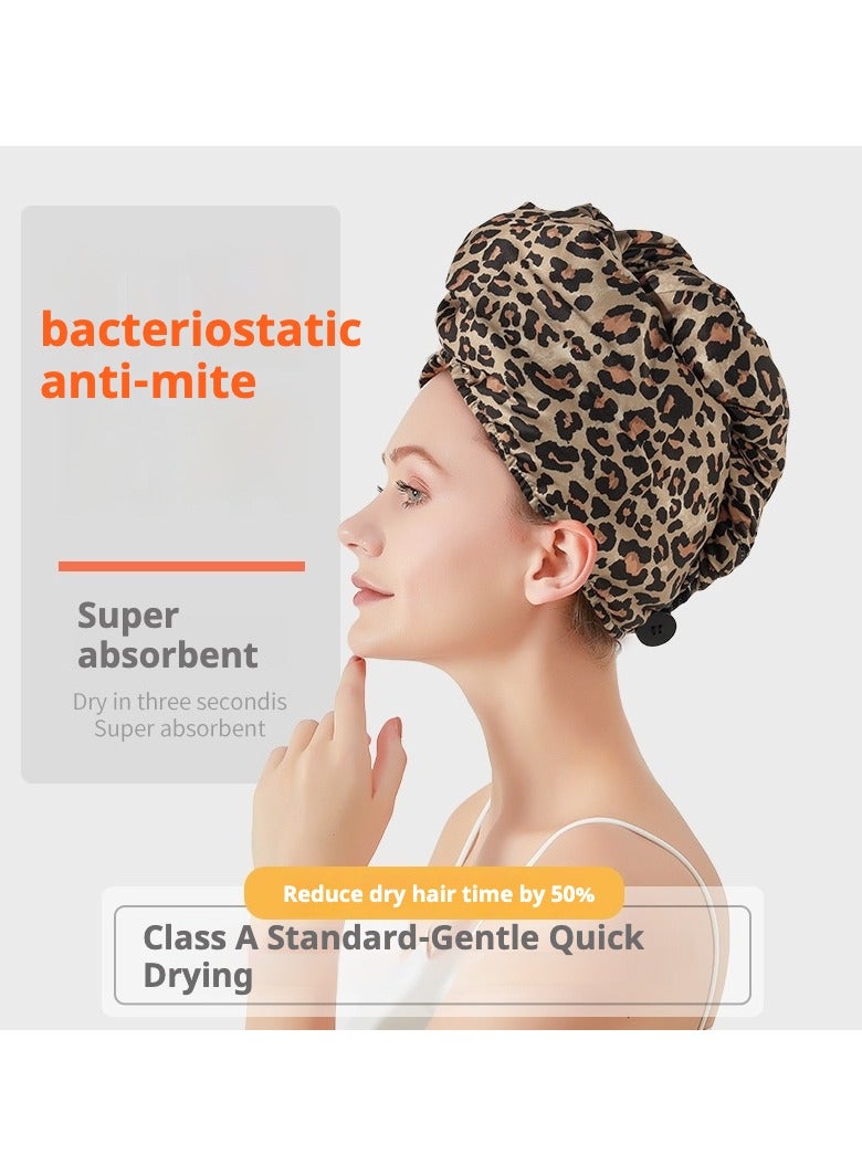 سان يي التفاف منشفة الشعر ، Bandanas لتجفيف الشعر بسرعة ، منشفة شعر ساتان قوية ماصة سميكة ، مناشف ضربة مشبك العناية بالشعر المضادة للبكتيريا ، مناشف الشعر ، العصابات ، مناشف الشعر الحريري ، 2 حزم (الوردي والفهد) - Image 4