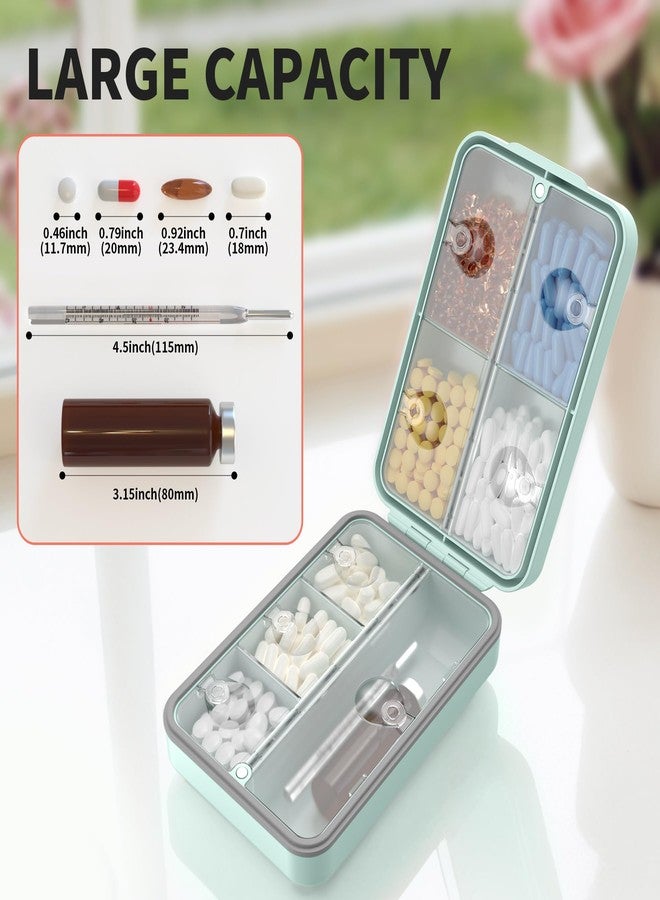 Restree Weekly Pill Organizer with Labels - 8 Compartments Travel-Size Moistureproof & Airtight Pill Case for Daily Use | Large Medicine Box for Vitamins, Supplements (Green) - Image 5