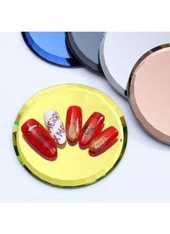 Luzen 5Pcs Mirror Empty Nail Art Palettes Plate Round Glass Manicure Palette Nail Art Display Tray Board Holder Gel Polish Drawing Color Mixing Palette For Women Beauty Tool Assorted Color  - Image 4