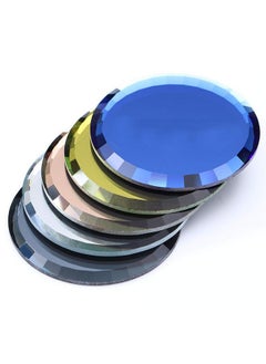 Luzen 5Pcs Mirror Empty Nail Art Palettes Plate Round Glass Manicure Palette Nail Art Display Tray Board Holder Gel Polish Drawing Color Mixing Palette For Women Beauty Tool Assorted Color  - Image 2