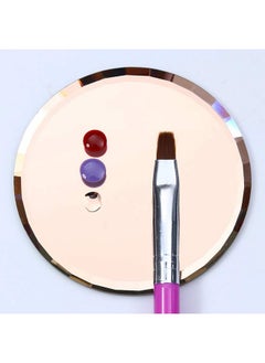 Luzen 5Pcs Mirror Empty Nail Art Palettes Plate Round Glass Manicure Palette Nail Art Display Tray Board Holder Gel Polish Drawing Color Mixing Palette For Women Beauty Tool Assorted Color  - Image 5