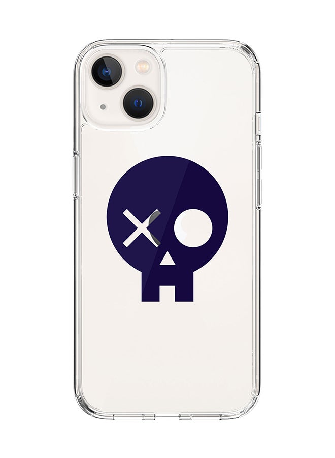 Stylizedd Classic Clear Case for Apple iPhone 14 Plus Case Hybrid Soft Cover Flexible Edges Anti Drop TPU PC Gel Thin Transparent Cover - Skull Patch 