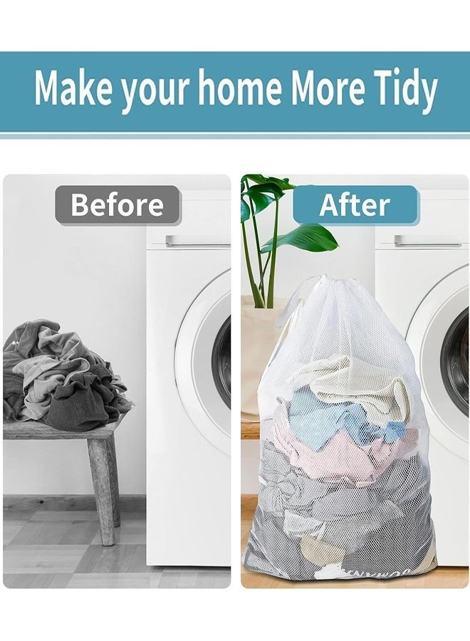 Large Mesh Laundry Bag, 2 Pack 23.6×35.4inch Heavy Duty Mesh Laundry Bags Laundry Drawstring Bag, Laundry Hamper Liner, Machine Washable for Travel, Storage, Sports Factories, Dorms - Image 5