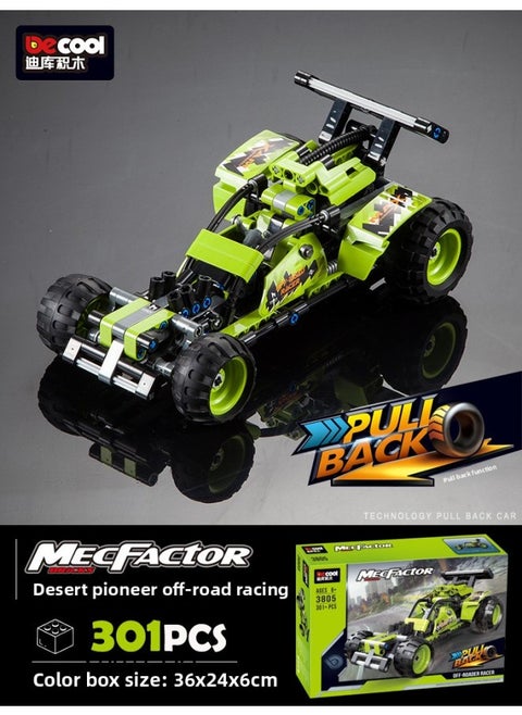 Diku Building Block Technology Mechanical Width Special GT Pull Back Function Assembled Formula Racing Model Boy Toy Gift-Color:3805/Desert Pioneer Offroad Racing