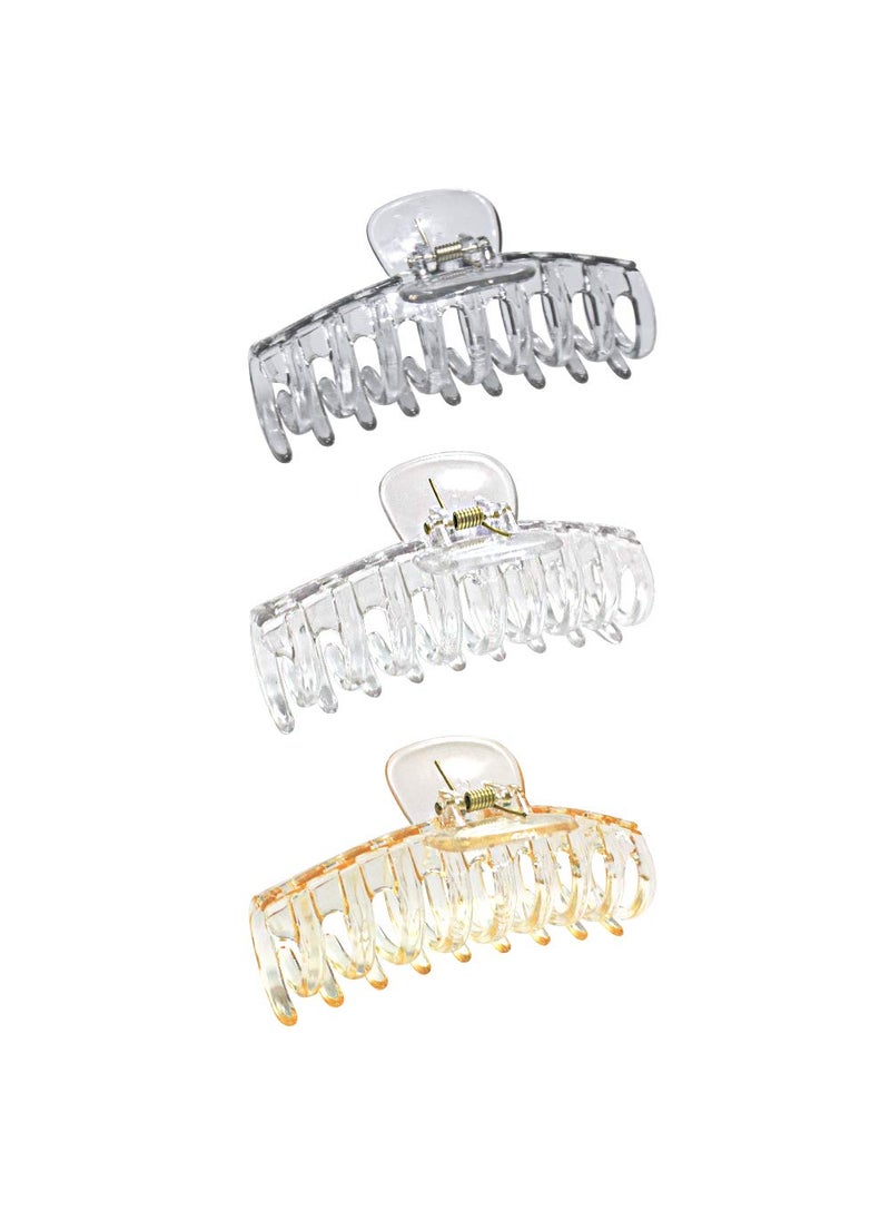 ACCGLORY Clear Hair Claw Clips for Women Thick Hair Crystal Resin Large Hair Clips for Women Fine Hair Invisible Transparent Big Jaw Clips Hair Accessories 