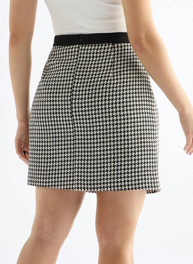Splash FAV Textured Mini Skirt with Button Detail