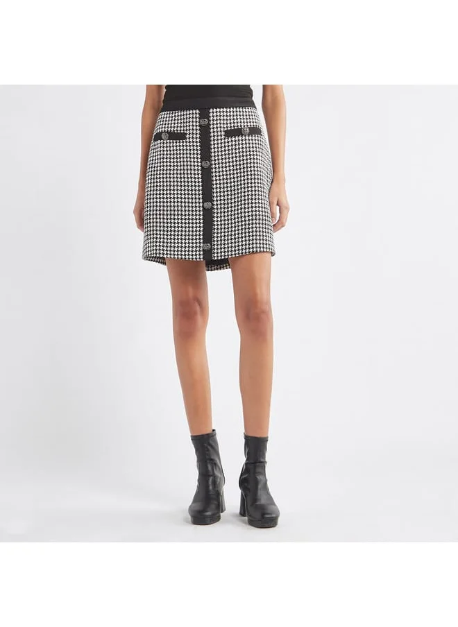 FAV Textured Mini Skirt with Button Detail