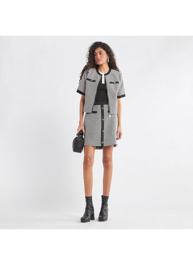 Splash FAV - Textured Mini Skirt with Button Detail - Image 1