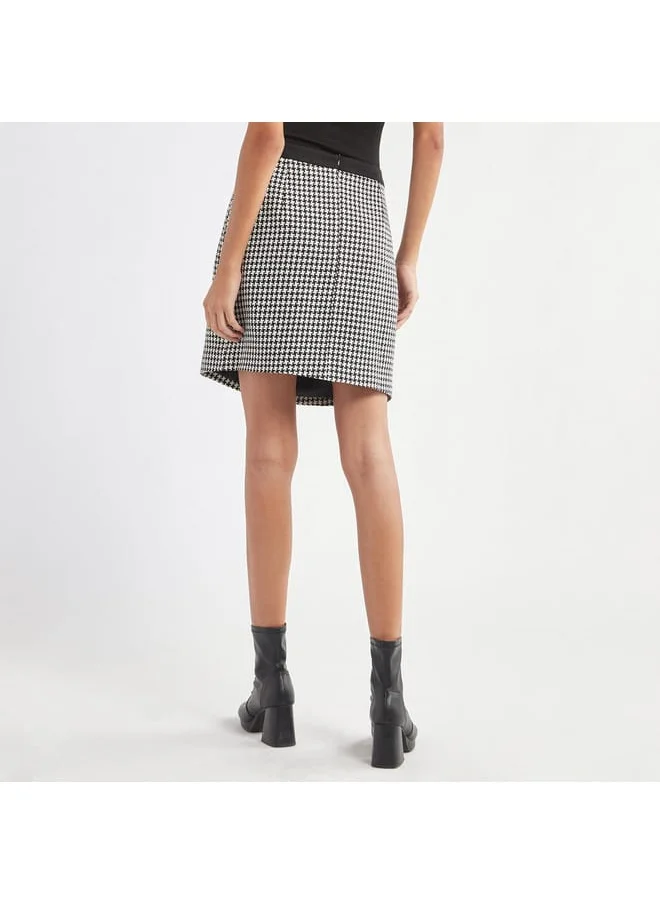 FAV Textured Mini Skirt with Button Detail