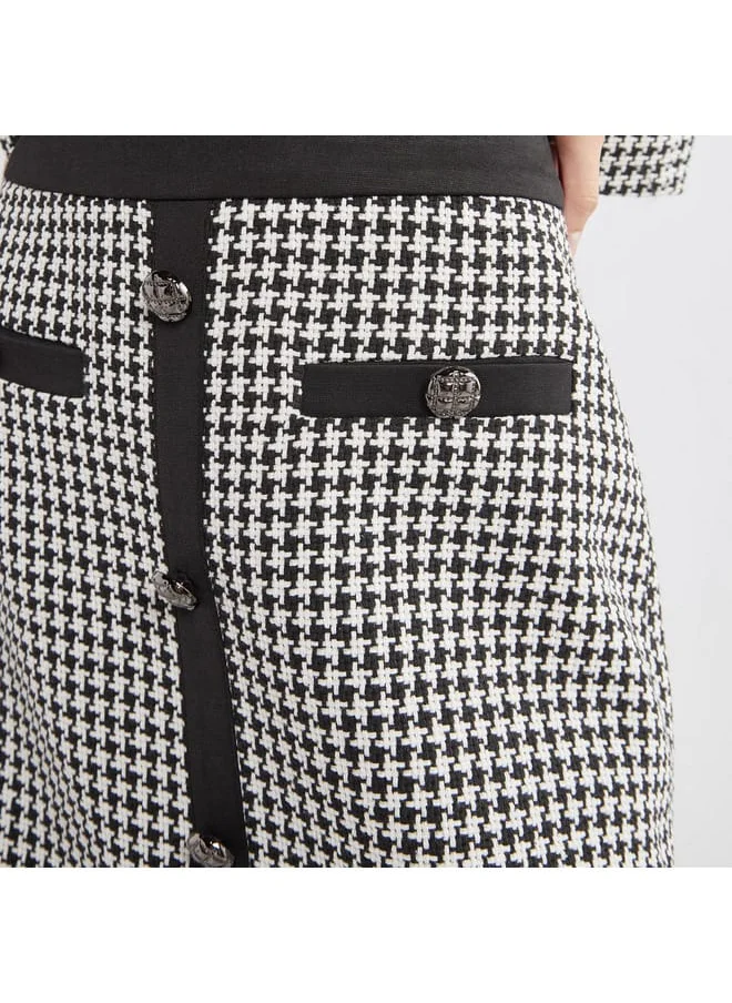 FAV Textured Mini Skirt with Button Detail
