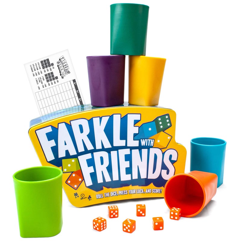 Brybelly Farkle with Friends - 2-6 Player Dice Game for Family Game Night - Includes 6 Dice Cups, 36 Dice, Scorecards, and Instructions - Image 1