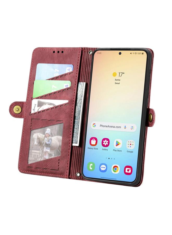 اس-توب جراب لهاتف Samsung Galaxy S25 5G، جراب هاتف جلدي بسحاب هندسي ومشبك جانبي - Image 3