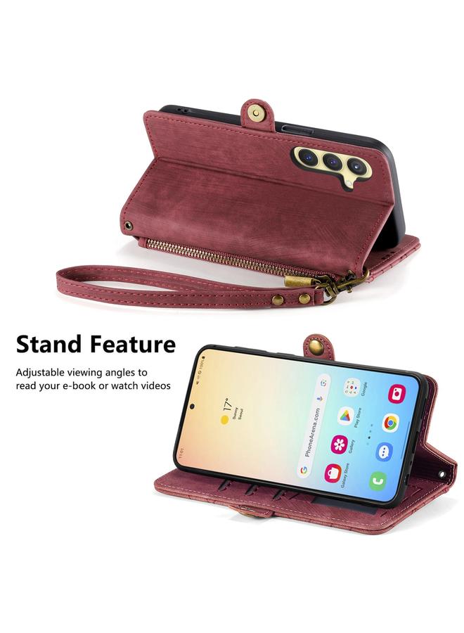 اس-توب جراب لهاتف Samsung Galaxy S25 5G، جراب هاتف جلدي بسحاب هندسي ومشبك جانبي - Image 4