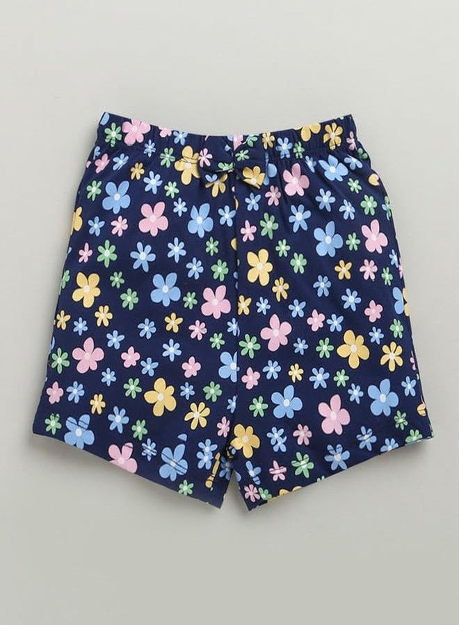 BUMZEE شورتات قطنية للبنات من بامزي، طول فوق الركبة، عبوة من 3 قطع، لون كحلي ووردي - 12-18 شهرًا (Peb10449D-nbl) - Image 4