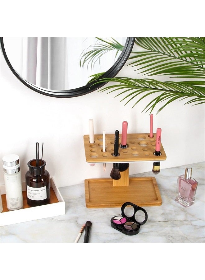 J JACKCUBE DESIGN JackCubeDesign Bamboo Brush Makeup Cosmetic Air Drying Rack Tower Acrylic Folding Brushes Dryer Holder Display Organizer Tower Stand Support Tray(26 Hole, FULLY ASSEMBLED) – MK288B - Image 3