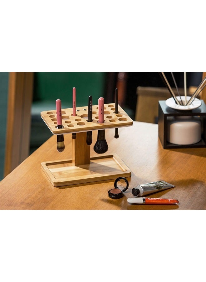 J JACKCUBE DESIGN JackCubeDesign Bamboo Brush Makeup Cosmetic Air Drying Rack Tower Acrylic Folding Brushes Dryer Holder Display Organizer Tower Stand Support Tray(26 Hole, FULLY ASSEMBLED) – MK288B - Image 2