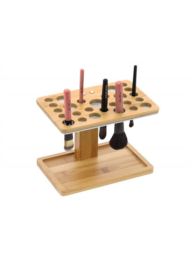 J JACKCUBE DESIGN JackCubeDesign Bamboo Brush Makeup Cosmetic Air Drying Rack Tower Acrylic Folding Brushes Dryer Holder Display Organizer Tower Stand Support Tray(26 Hole, FULLY ASSEMBLED) – MK288B - Image 1