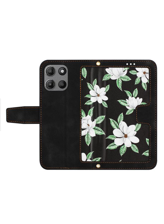S-TOP Case For Motorola Moto G 5G 2025 Floral Pattern Leather Phone Case with Lanyard - Image 3