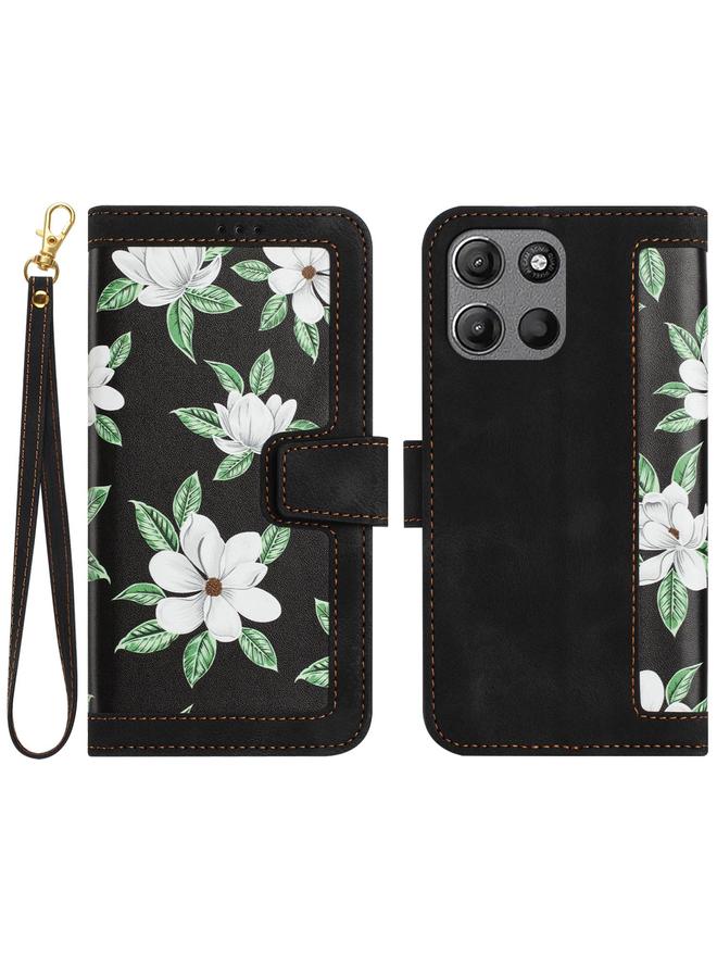 S-TOP Case For Motorola Moto G 5G 2025 Floral Pattern Leather Phone Case with Lanyard - Image 1