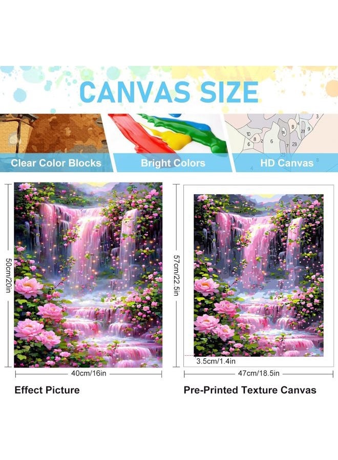 Mrnsiet Paint by Numbers Kit for Adults Beginners, Waterfall Landscape Adult Paint by Numbers on Canvas, Without Frame Acrylic Painting Crafts for Home Decor (16x20inch) - Image 3