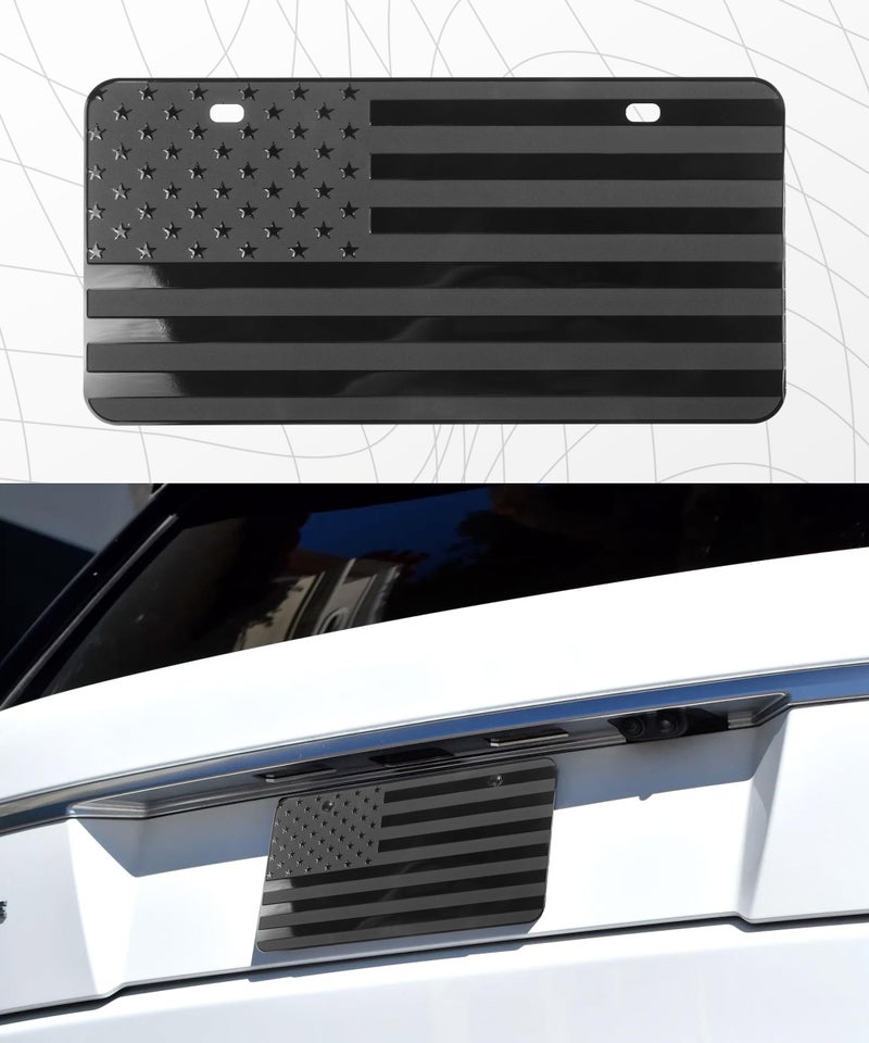 SCUARI License Plate Frame,Car Accessories Front License Plate 6" x 12",Premium Quality Thick Durable Novelty 3D American Flag Aluminum Metal Car Tag Holders Cover,Suitable for Most Cars,Trucks,RVs - Image 2