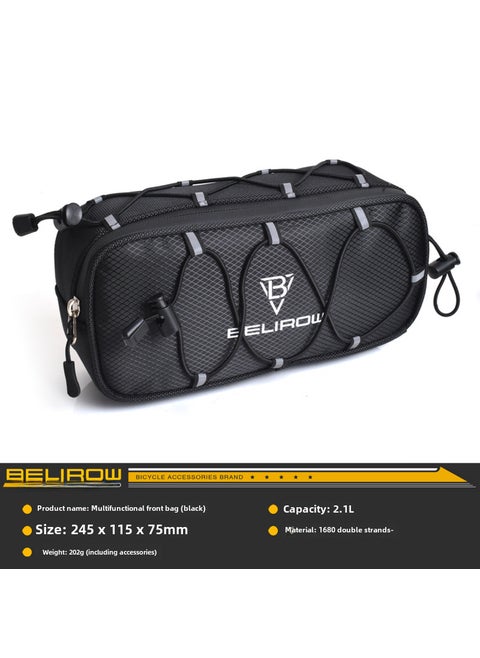 Foldable Bike Front Bag Hardshell Storage 2.1L black (hard shell)