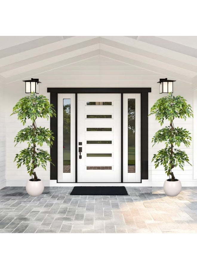 ميراج بوتانيكس 180 سم كبيرة Ficus الأشجار الاصطناعية في وعاء أبيض ، شجرة حرير مزيفة طويلة 6 أقدام مع الجذع المنحني الطبيعي ، شجرة Ficus الزائفة الخصبة للديكور المنزلي الداخلي ، غرفة المعيشة ، المكتب والفناء - Image 5