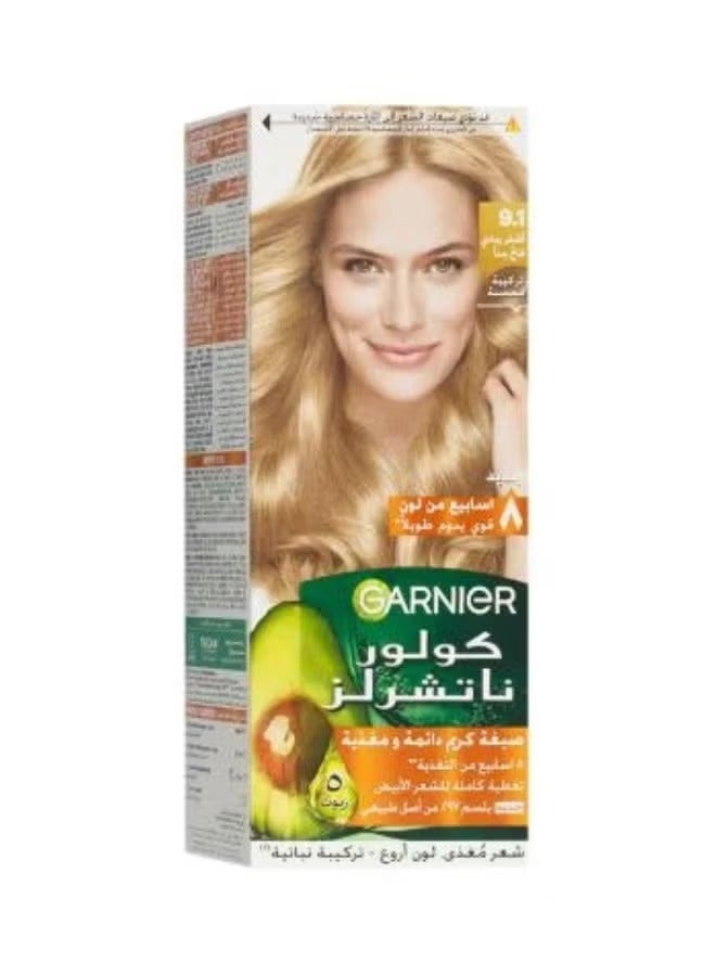 Garnier Color Naturals Permanent Creme Hair Color - 9.1 Natural Extra Light Ash Blonde 112 ML - Image 1