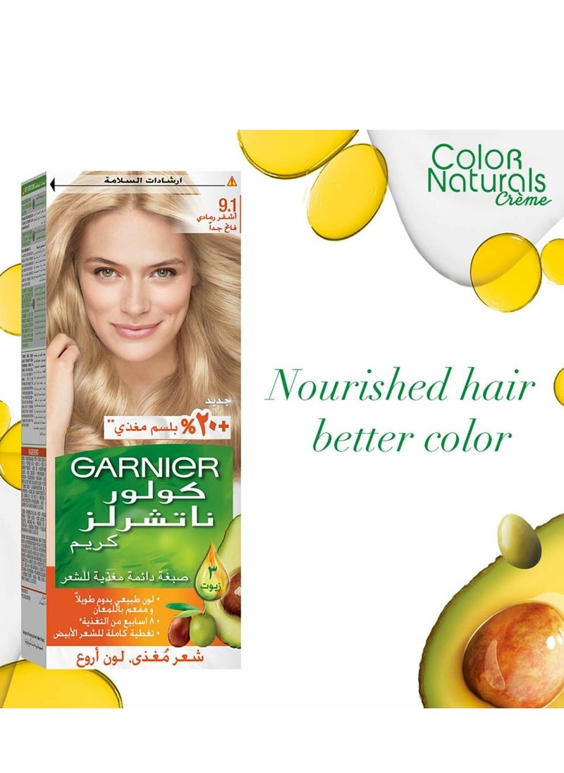 Garnier Garnier Color Naturals Permanent Creme Hair Color - 9.1 Natural Extra Light Ash Blonde 112 ML  - Image 2
