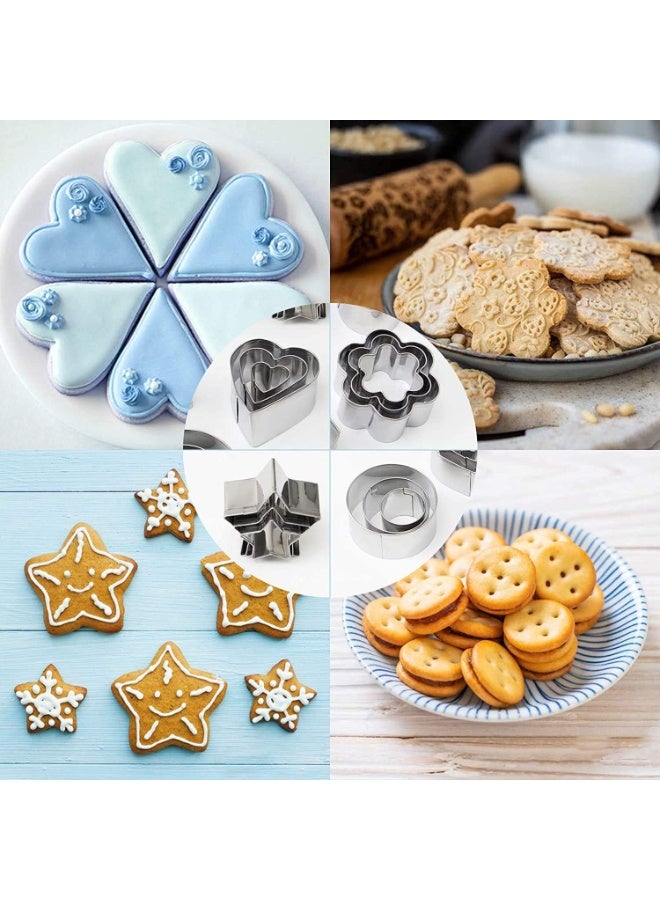 Bukela Mini Cookie Cutter Set - 30 Small Molds to Cut Out Polymer Clay, Pastry Dough, Pie Crust & Fruit - Metal Stamps Star Flower Hexagon Round Heart Square Triangle Oval Raindrop Geometric Shapes Cutter - Image 3
