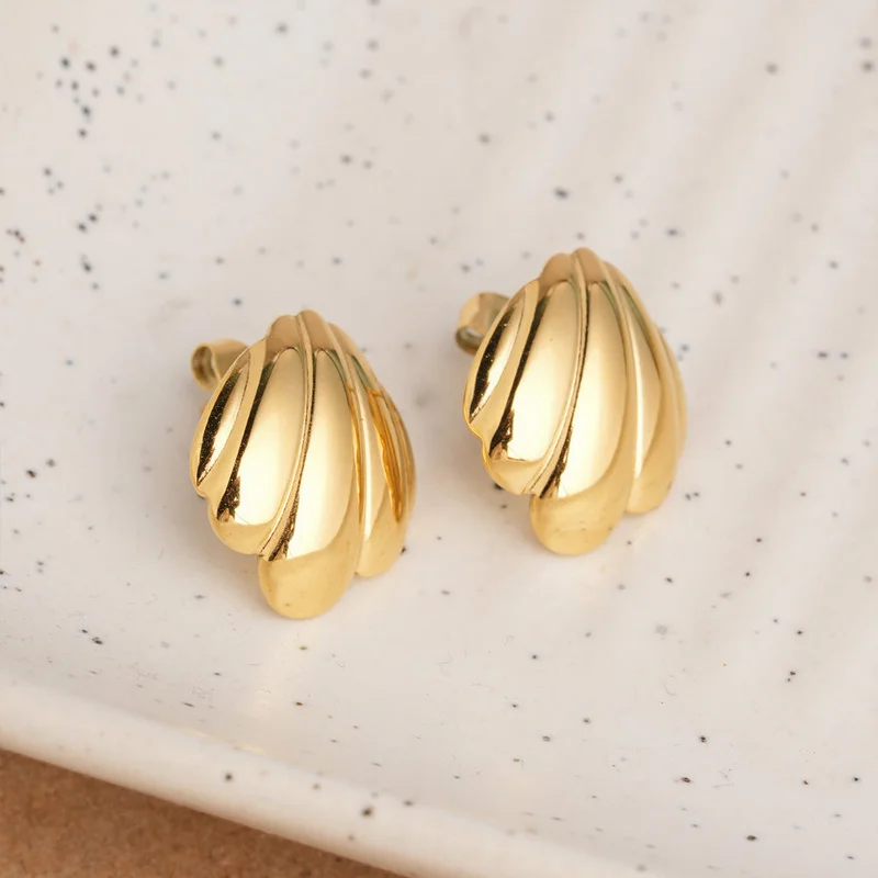 Palmonas PALMONAS Heart Coastal Shell Stud Earrings for Women | 18K Gold Plated, Waterproof & Anti-Tarnish