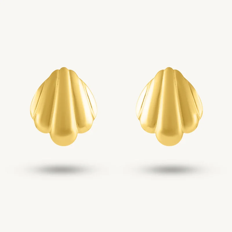 Palmonas PALMONAS Heart Coastal Shell Stud Earrings for Women | 18K Gold Plated, Waterproof & Anti-Tarnish