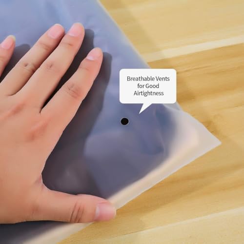 GREENTWISH Polyethylene Frosted Zipper Bag|Clothes Bag|Travel Bag For Shoes Cosmetics Jewellery Toiletries School Trip|LDPE Zip Lock Space Saver Bags with Air Vent Hole (Pack of 10), Transparent - Image 3