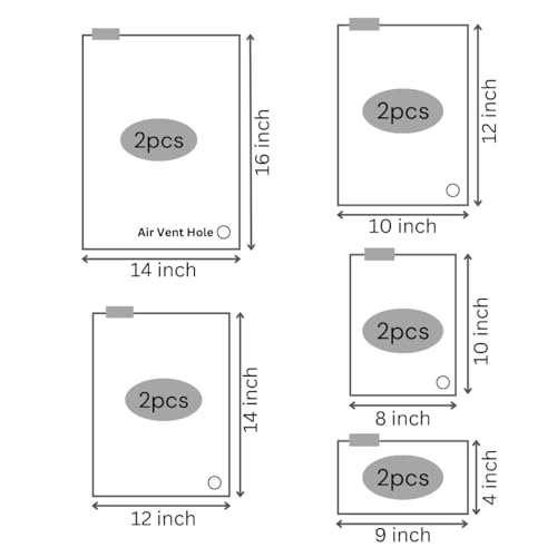 GREENTWISH Polyethylene Frosted Zipper Bag|Clothes Bag|Travel Bag For Shoes Cosmetics Jewellery Toiletries School Trip|LDPE Zip Lock Space Saver Bags with Air Vent Hole (Pack of 10), Transparent - Image 2