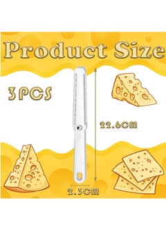 KASTWAVE 3 Pcs Cheese Slicer White Cheese Wire Cheese Cutter with Soft Handle Portable Block Cheese Slicer Multifunctional Butter Curler Tool Cheese Slicers for Hard and Semi-Hard  - Image 2