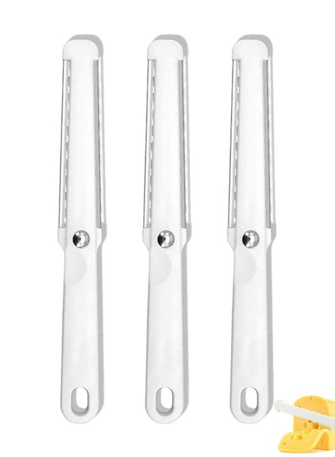 3 Pcs Cheese Slicer White Cheese Wire Cheese Cutter with Soft Handle Portable Block Cheese Slicer Multifunctional Butter Curler Tool Cheese Slicers for Hard and Semi-Hard