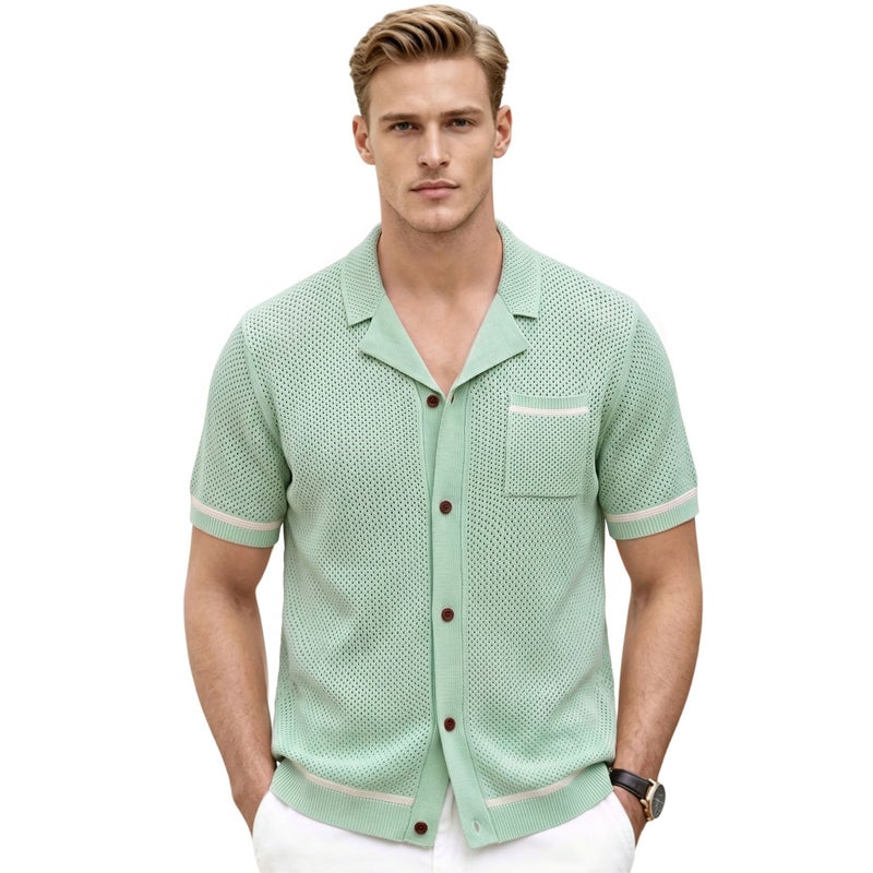 Men's Casual Short Sleeve Knitted Polo Shirt - Image 5