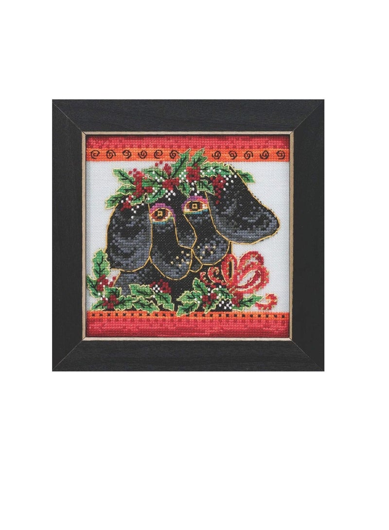 Cross Counted Cross Stitch Kit 5.5in x 5.5in Christmas Puppy - Image 1