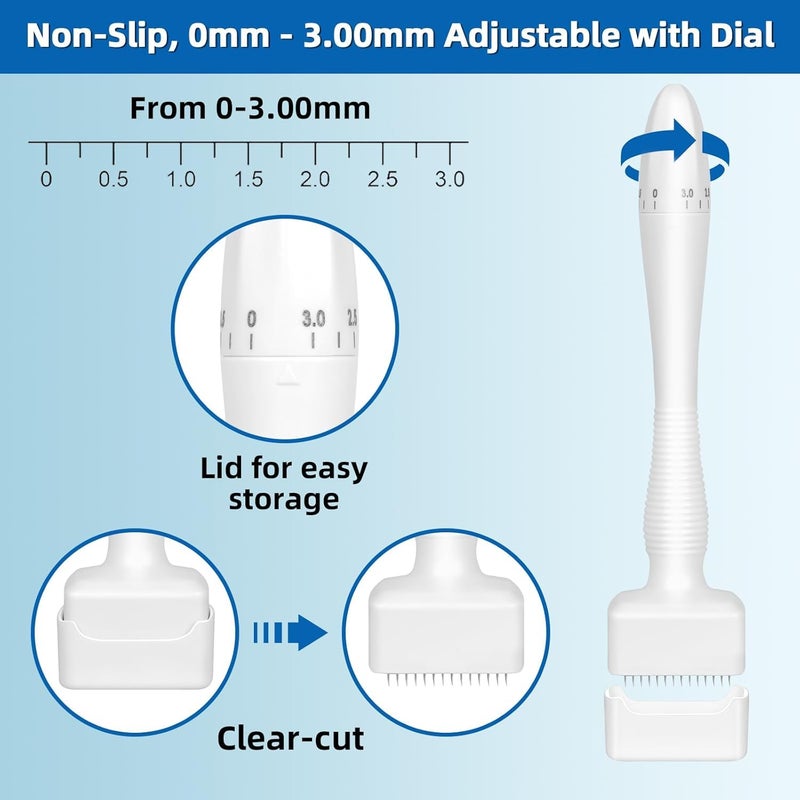 Baeskii Derma Stamp for Hair Growth Facial Spa Titanium Coated Adjustable Needles 025mm to 3mm 140 Microneedling Stamp for Skin Repair Face Hair Beard Growth Reduces Acne Scars Safe Effective To Use - Image 5